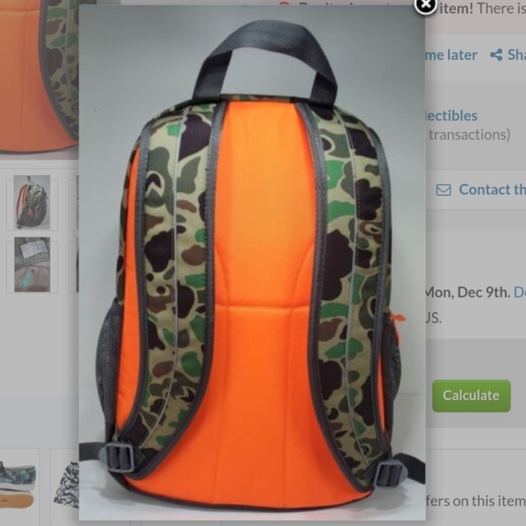 NWT L.L. Bean Explorer Backpack Print III Dark Loden Camo & Orange - Picture 5 of 11